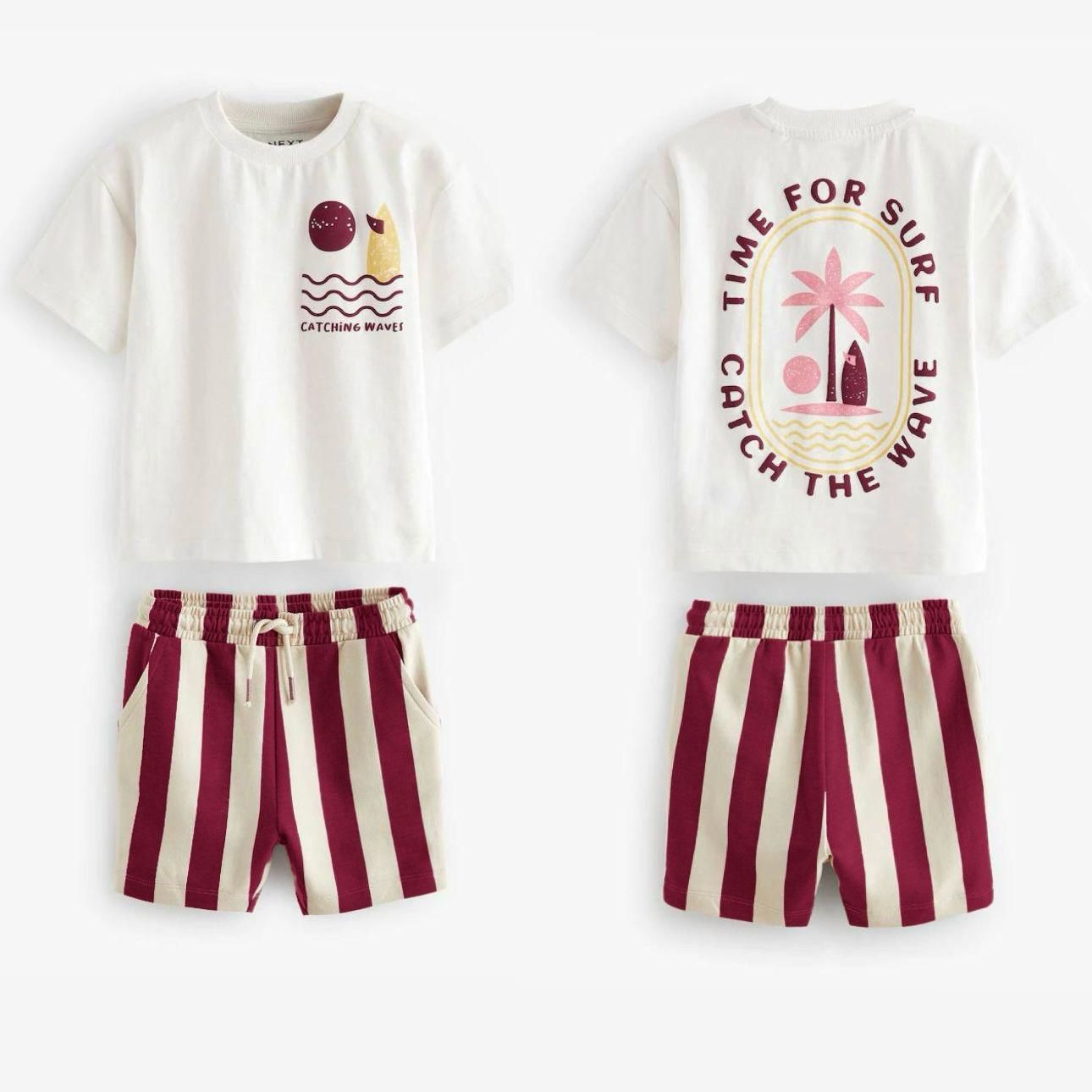 Bordo Surf and Sand Kabartma Baskılı Şortlu Takım