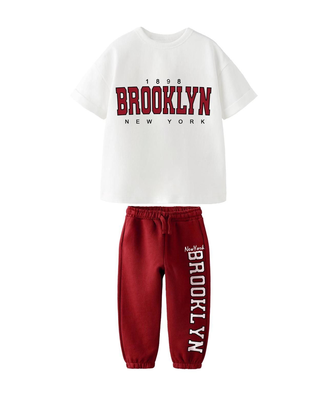 Brooklyn New York Bordo Beyaz Baharlık Takım