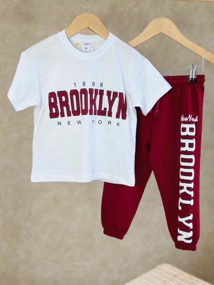 Brooklyn New York Bordo Beyaz Baharlık Takım