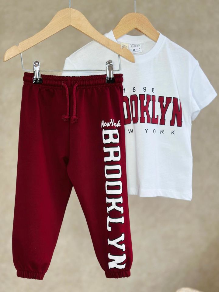 Brooklyn New York Bordo Beyaz Baharlık Takım