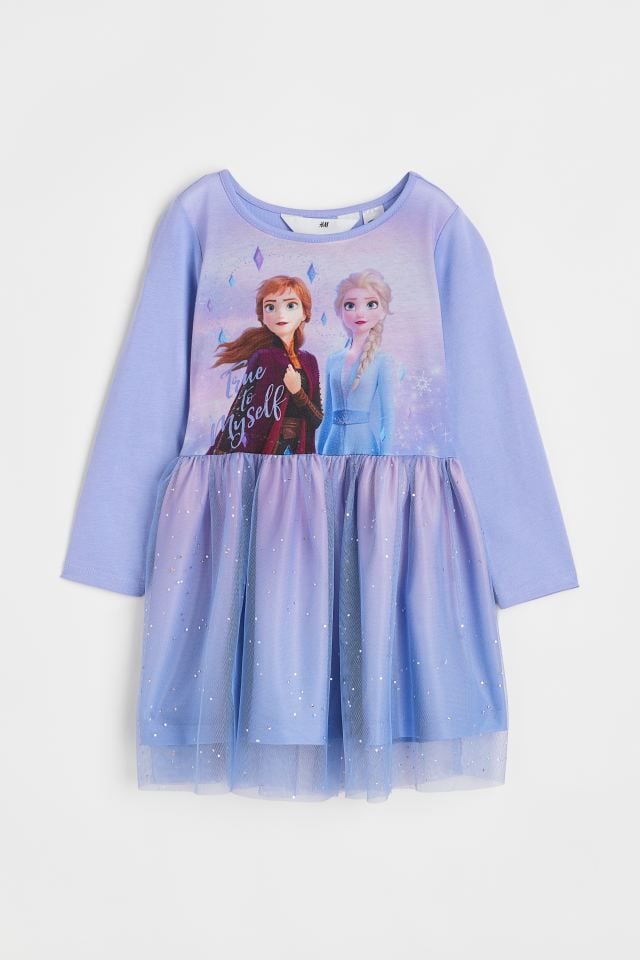 Mor Elsa & Anna Tüllü Elbise