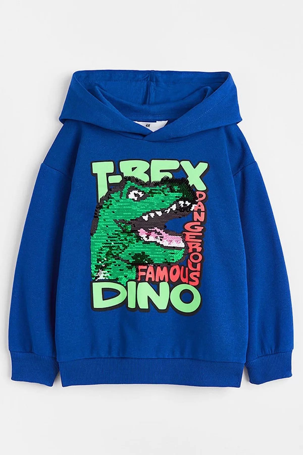 Trex Dinozorlu Kapüşonlü Çift Yönlü Pullu Sweatshirt