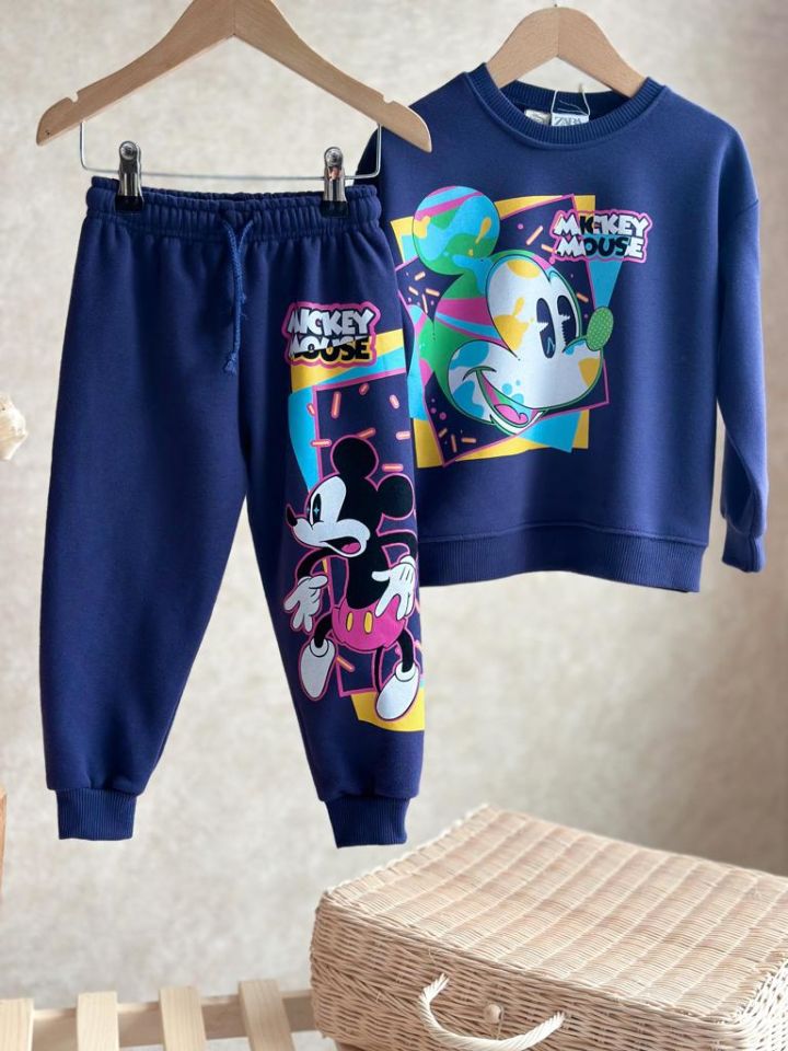 Lacivert Mickey Mouse Renkli Takım