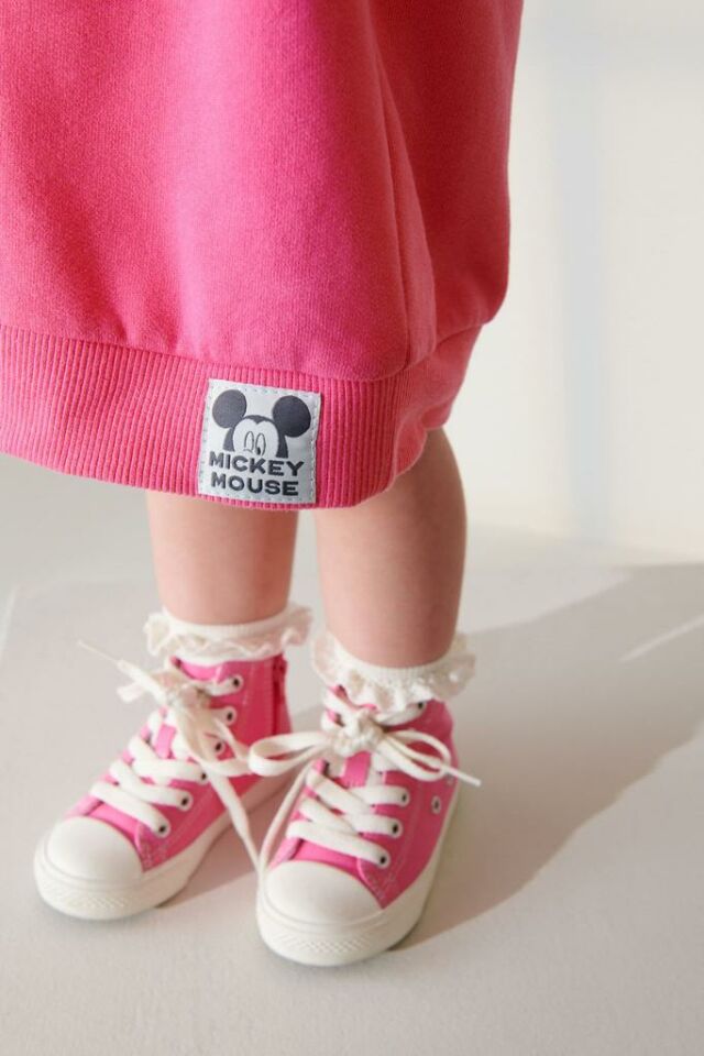 Pembe Minnie Mouse Baskılı Elbise