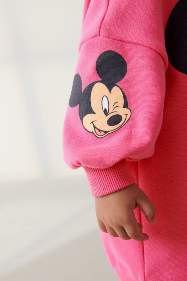 Pembe Minnie Mouse Baskılı Elbise