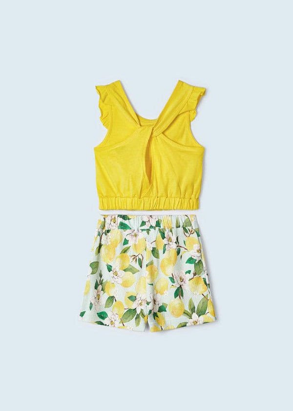 Sarı Limonlu Crop Şort Takım