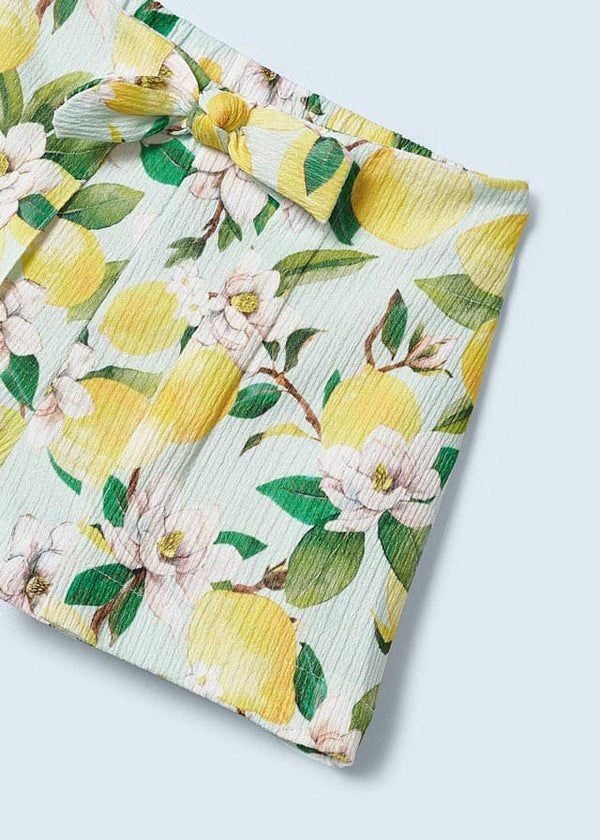 Sarı Limonlu Crop Şort Takım