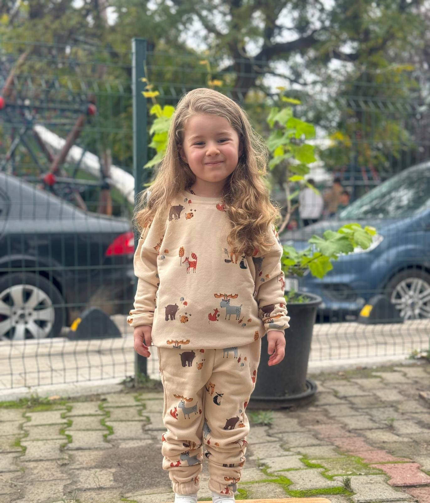 Bej Karışık Hayvanlı Unisex Takım