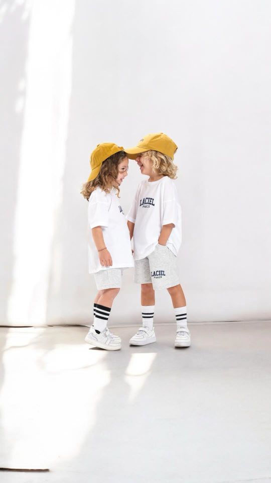 La'ciel Paris Gri Beyaz Unisex Şortlu Takım