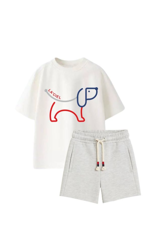 La’ciel Paris Gri Beyaz Puppy Chic Şortlu Takım