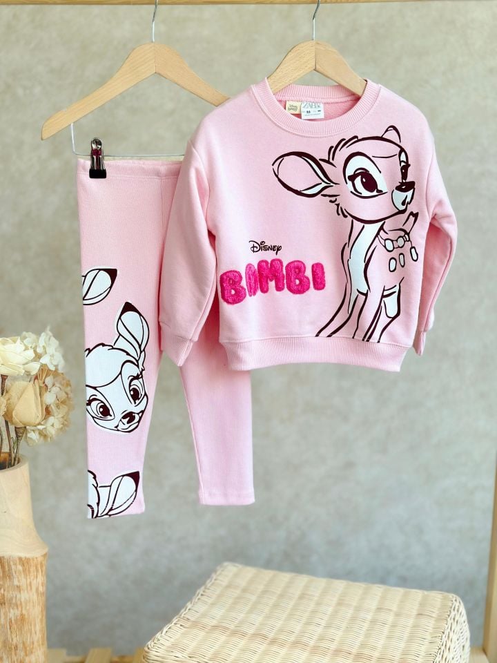 Pembe Nakış İşlemeli Ceylanlı Taytlı Takım