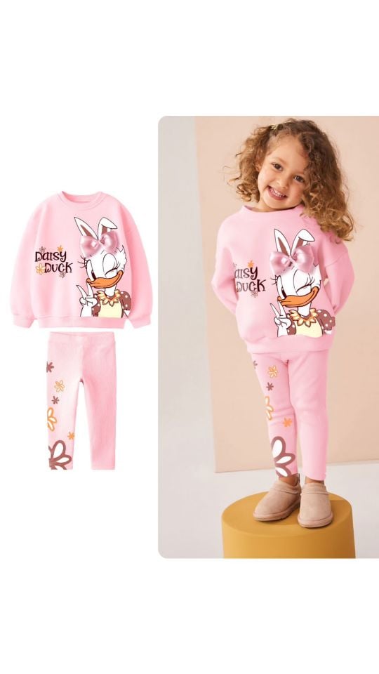 Daisy Duck Pembe Kurdele Detaylı Taytlı Takım