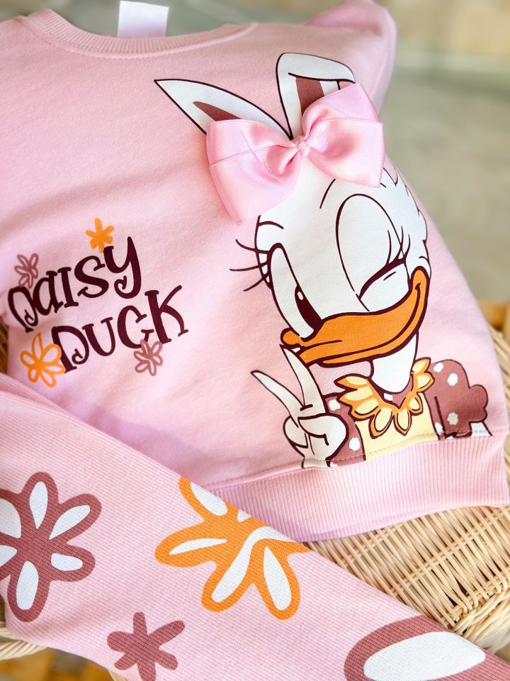 Daisy Duck Pembe Kurdele Detaylı Taytlı Takım