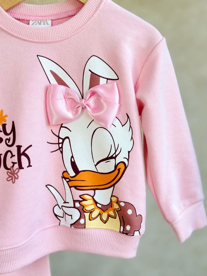 Daisy Duck Pembe Kurdele Detaylı Taytlı Takım