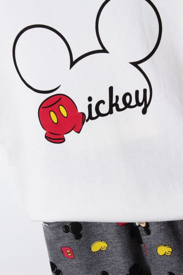 Siyah Beyaz Mickey Mouse Şortlu Takım