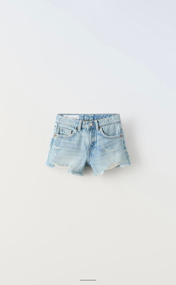 Yırtık Denim Mavi Şort