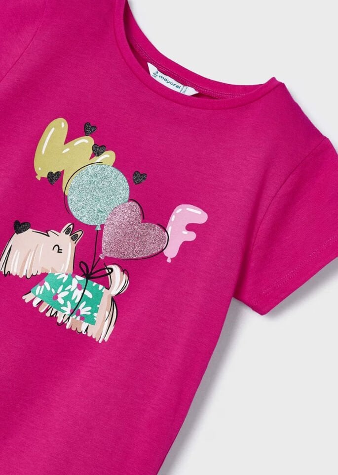 Pembe Köpek Baskılı Tişört
