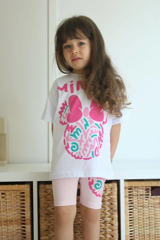 Açık Pembe Minnie Mouse Taytlı Takım