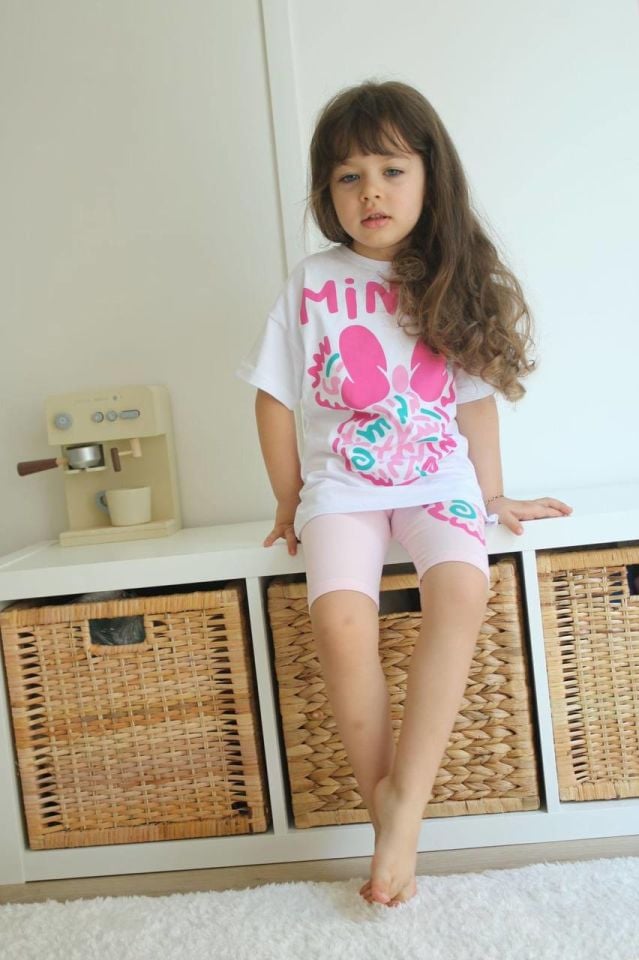 Açık Pembe Minnie Mouse Taytlı Takım