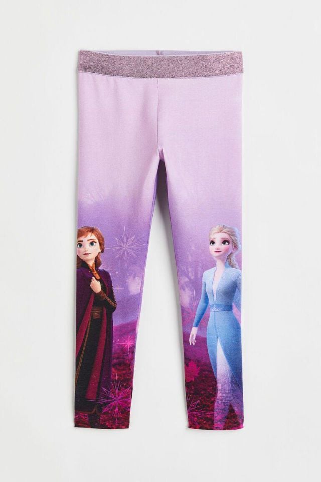 Lila Elsa & Anna Baskılı Tayt