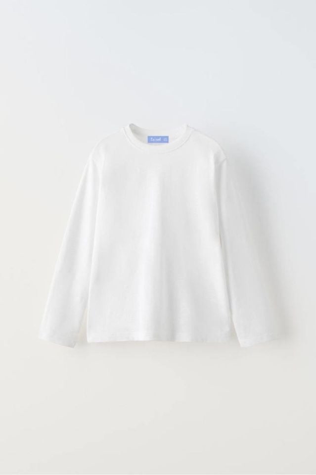 La’ciel Paris %100 Pamuk Basic Uzun Kollu Beyaz Tshirt