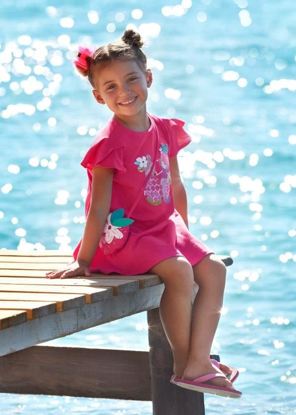 Pembe Çantalı Elbise