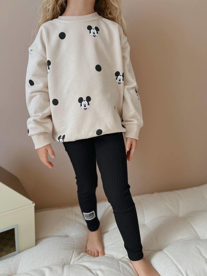 Mickey Mouse Baskılı Siyah Taytlı Takım