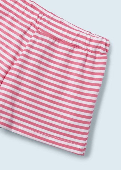 Pembe Denizkızı Baskılı Şortlu Crop Takım