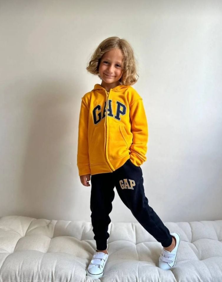 Sarı Kapüşonlu Fermuarlı Takım