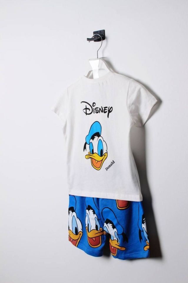 Mavi Beyaz Donald Duck Şortlu Takım