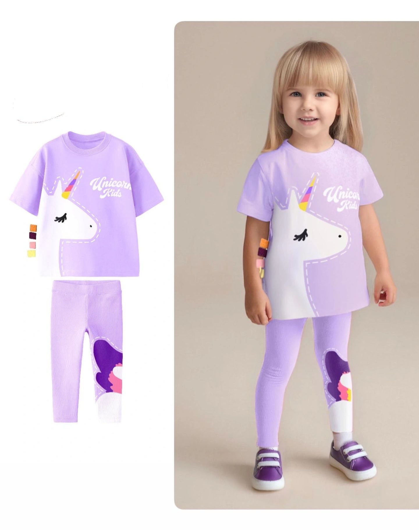 Unicorn Baskılı 3 Boyutlu Lila Baharlık Takım