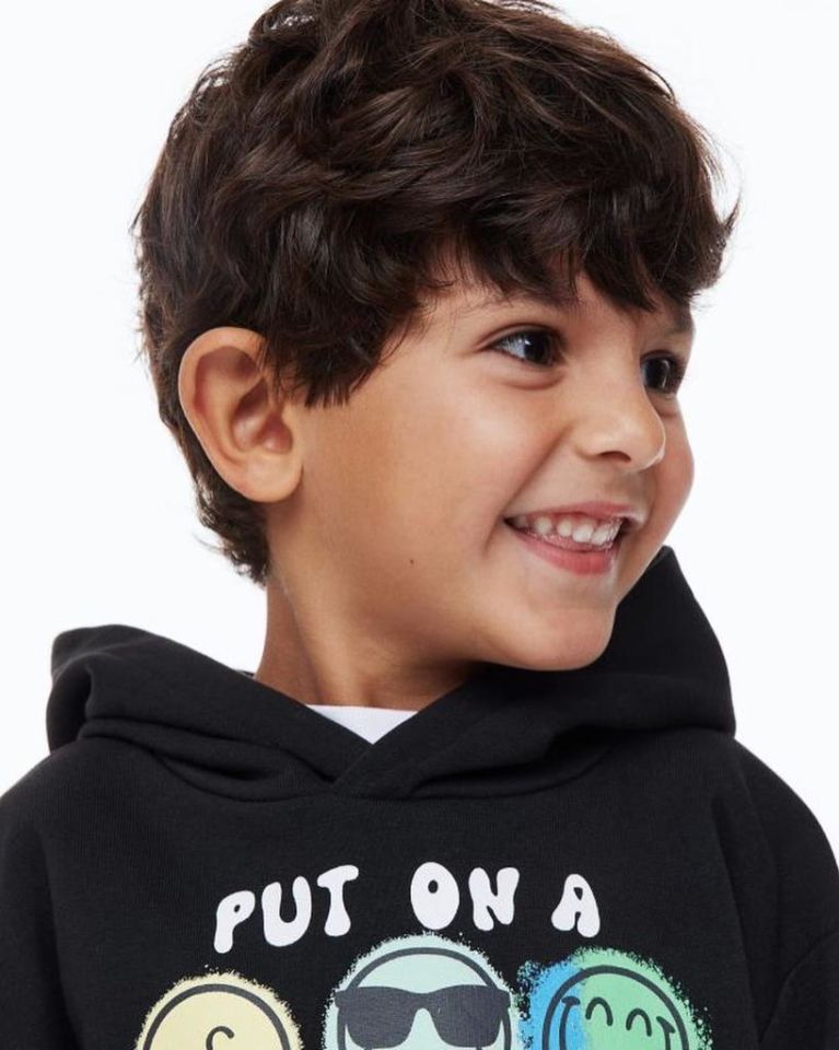 Siyah Şardonlu Emoji Baskılı Sweatshirt