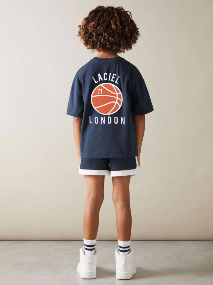 La'ciel Paris Basketbol Topu Baskılı Lacivert Şortlu Takım