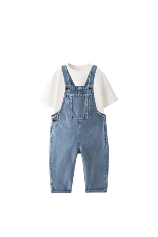 Unisex Mavi Kot Salopet