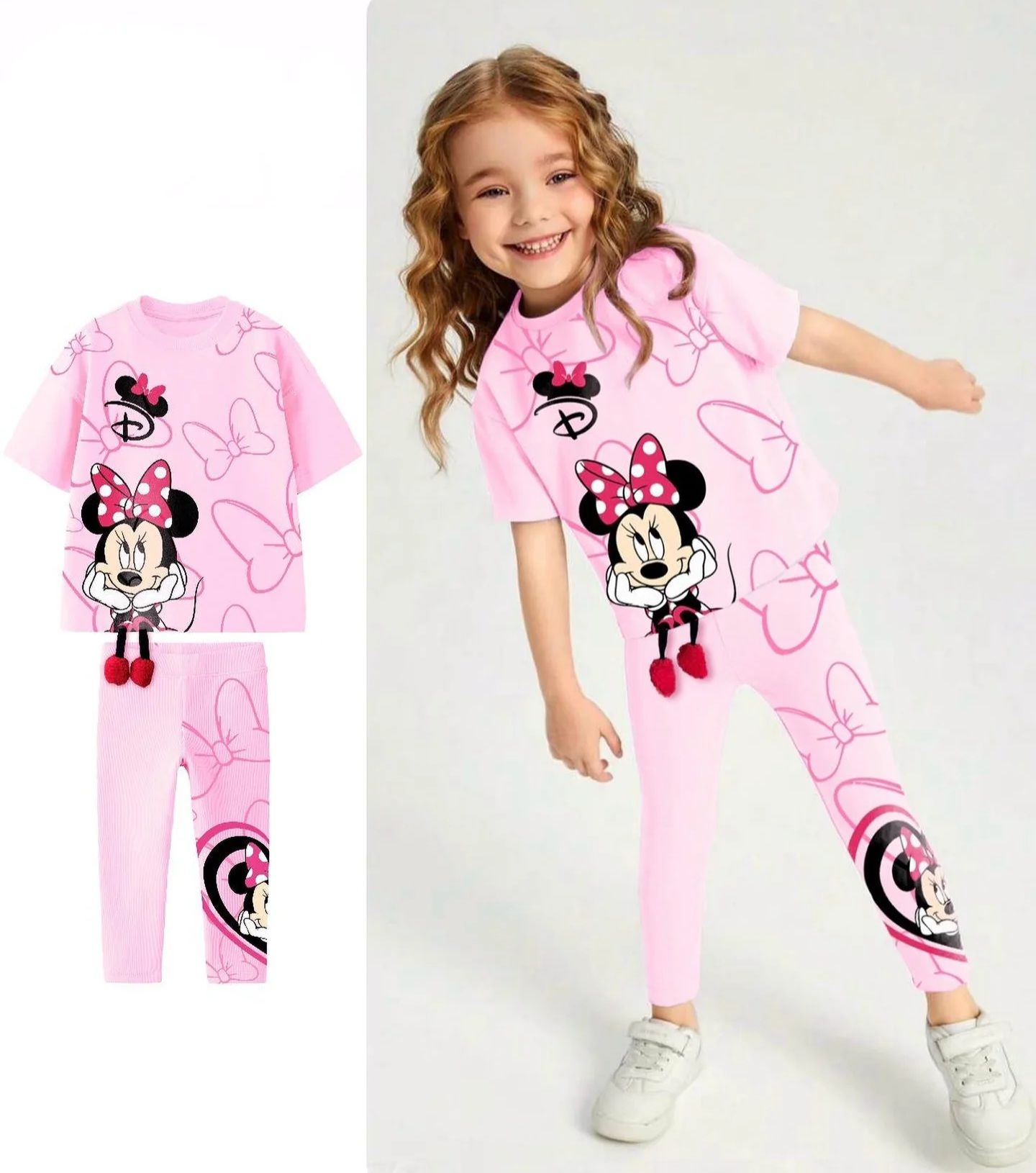 Pembe Minnie Mouse Sallanan Bacak Detaylı 3 Boyutlu Baharlık Takım