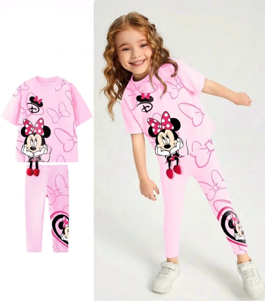 Pembe Minnie Mouse Sallanan Bacak Detaylı 3 Boyutlu Baharlık Takım